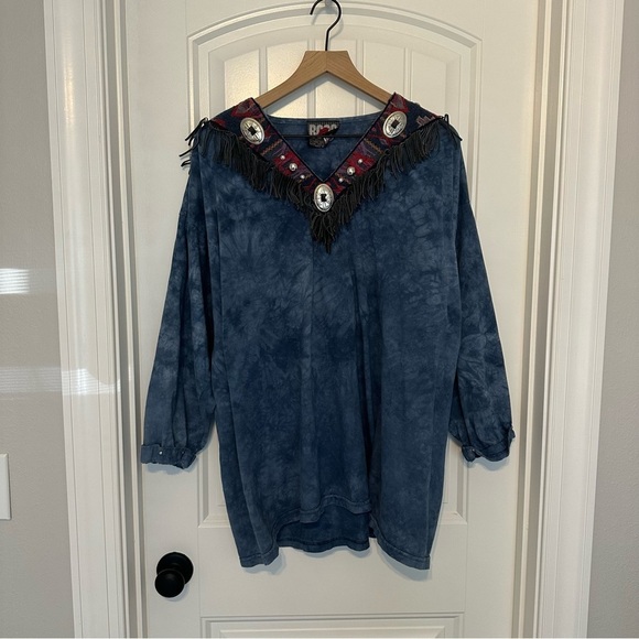 Vintage Western Long Sleeve Shirt Fringe Oversized Rodeo Cowboy Size Extra Large - Picture 4 of 9